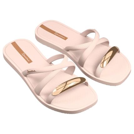 Chinelo Slide Feminino Ipanema Metal Chic - 27380 - Bege/ouro - Atacado