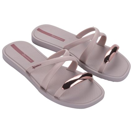 Chinelo Slide Feminino Ipanema Metal Chic - 27380 - Bege/rose/bordo - Atacado
