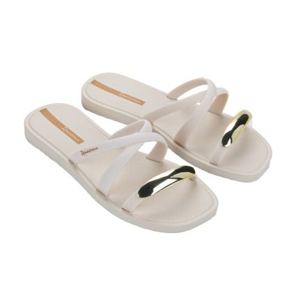 Chinelo Slide Feminino Ipanema Metal Chic - 27380 - Bege/ouro - Atacado