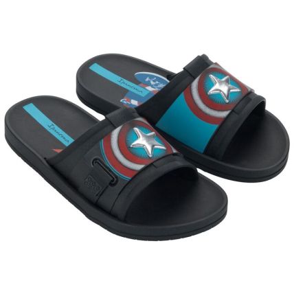 Chinelo Slide Infantil Ipanema Marvel Action - 27413 - Preto/azul - Atacado