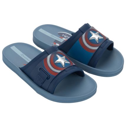 Chinelo Slide Infantil Ipanema Marvel Action - 27413 - Azul/azul - Atacado