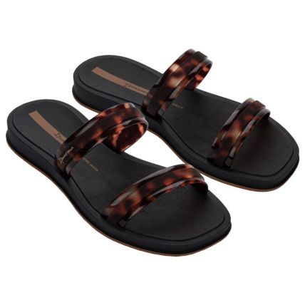 Chinelo Slide Feminino Ipanema Glow Trendy - 27421 - Preto/tartaruga/marrom - Atacado