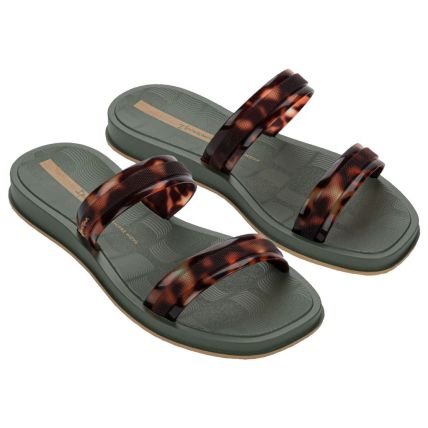 Chinelo Slide Feminino Ipanema Glow Trendy - 27421 - Verde/tartaruga/bege - Atacado