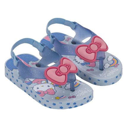 Chinelo Baby Ipanema Hello Kitty Funny - 27435 - Azul/glitter/rosa - Atacado