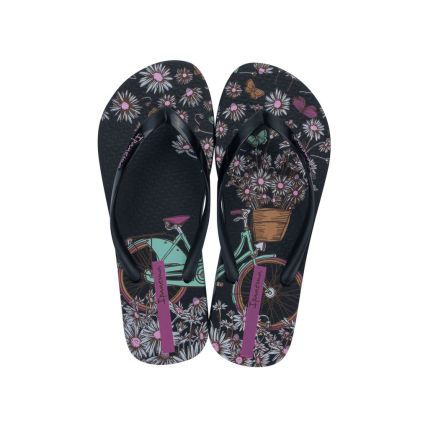 Chinelo Feminino Ipanema Mari Bloom - 27454 - Preto/preto/rosa - Atacado