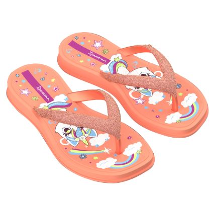 Chinelo Infantil Ipanema Fluffy Shine - 27467 - Laranja/glitter/rosa - Atacado