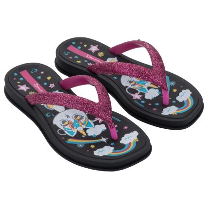 Chinelo Infantil Ipanema Fluffy Shine - 27467 - Preto/rosa Glitter - Atacado
