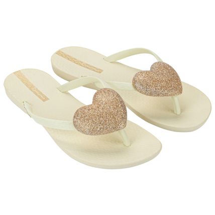 Chinelo Feminino Ipanema Heart - 27481 - Bege/glitter/ouro - Atacado