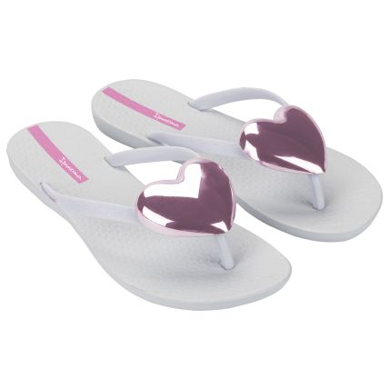 Chinelo Feminino Ipanema Heart - 27481 - Branco/rosa Metalizado - Atacado