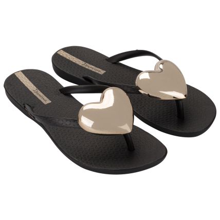 Chinelo Feminino Ipanema Heart - 27481 - Preto/preto/ouro - Atacado