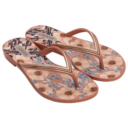 Chinelo Feminino Grendha Mais Acai Energia - 18060 - Rosa Floral - Atacado