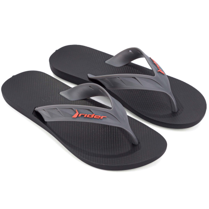 Chinelo Masculino Rider Street - 11573 - Preto/cinza/laranja - Atacado
