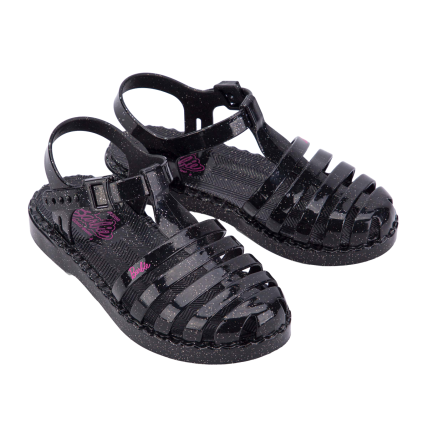Sandália Infantil Barbie Duo Aranha - 22459 - Preto/Glitter - Atacado
