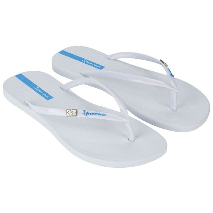Chinelo Feminino Ipanema Brasil Chic - 27172 - Branco/Branco/Azul - Atacado