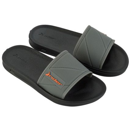 Chinelo Slide Infantil Rider Street - 11592 - Preto/Cinza/Laranja - Atacado