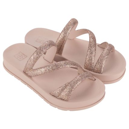 Chinelo Slide Infantil Zaxy Glitter - 19008 - Nude Claro - Atacado