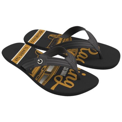 Chinelo Infantil Cartago Atlanta - 11841 - Preto/cinza/amarelo - Atacado