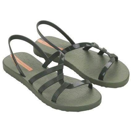 Sandalia Feminina Ipanema Diversa - 27234 - Verde Militar/laranja - Atacado