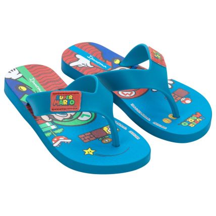 Chinelo Infantil Ipanema Super Mario - 27161 - Azul Claro/vermelho - Atacado