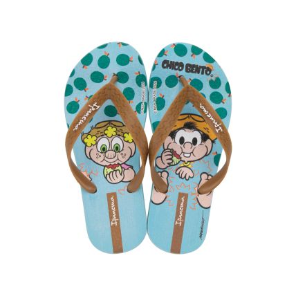 Chinelo Infantil Ipanema Chico Bento - 27190 - Azul/castor/verde - Atacado