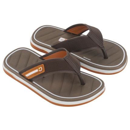 Chinelo Infantil Cartago Málaga Sport - 12309 - Branco/marrom/laranja - Atacado
