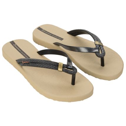 Chinelo Feminino Ipanema Diversa Mais - 27239 - Bege/preto Metal - Atacado