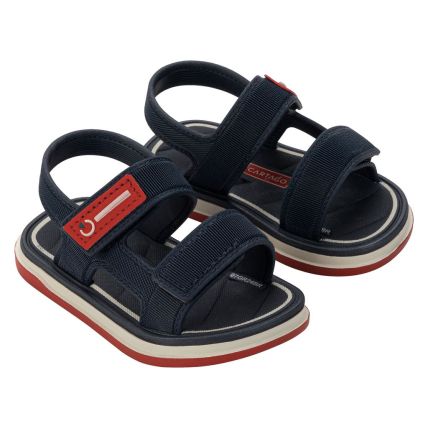Sandalia Baby Cartago Malaga Sport - 12405 - Bege/azul/vermelho - Atacado