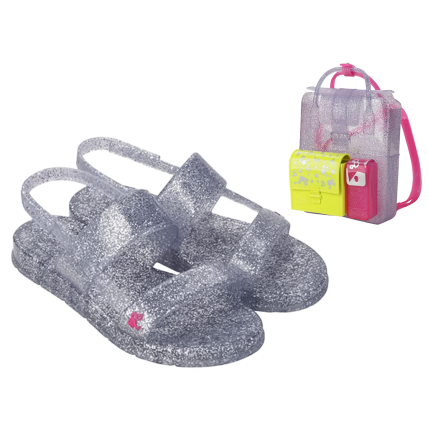 Sandalia Infantil Barbie Color Mochila - 23067 - Vidro Glitter Prata - Atacado