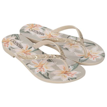Rasteira Feminina Grendha Amor Em Flor - 19086 - Off White Lirio - Atacado