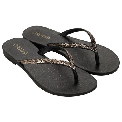 Rasteira Feminina Grendha Amor Em Flor - 19086 - Preto Glitter - Atacado