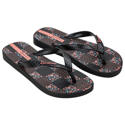 Chinelo Feminino Ipanema Happy - 25279 - Preto/rosa/azul - Atacado