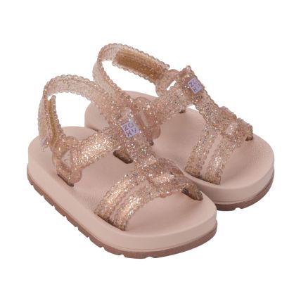 Sandalia Baby Zaxynina Conectadinha - 18641 - Nude Claro Glitter - Atacado