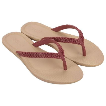 Rasteira Feminina Grendha Todo Dia Linda - 18964 - Vermelho Marte/bege - Atacado