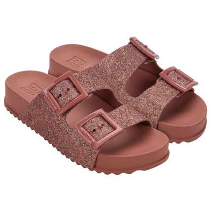 Chinelo Slide Feminino Zaxy Partner New - 18954 - Nude Escuro/glitter - Atacado