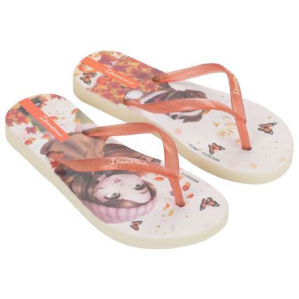 Chinelo Infantil Ipanema Jolie Amores - 27307 - Bege/laranja Glitter - Atacado