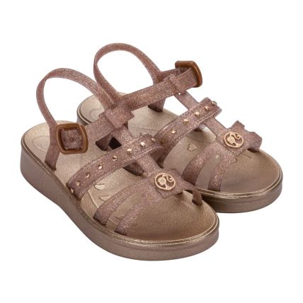 Sandalia Infantil Barbie Fuzz Anabela - 23253 - Rosa Metalizado/bronze - Atacado