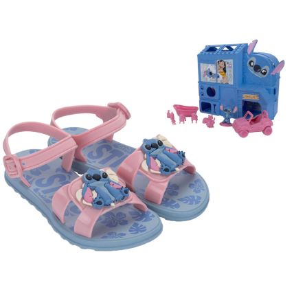 Sandalia Infantil Stitch Pet Shop Sand Infantil - 23321 - Azul/rosa Glittler - Atacado