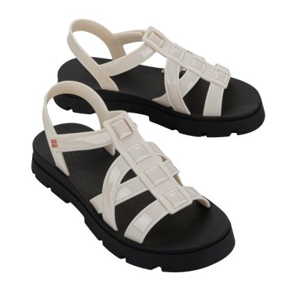 Sandalia Feminina Zaxy Live - 19130 - Off White Claro/preto - Atacado