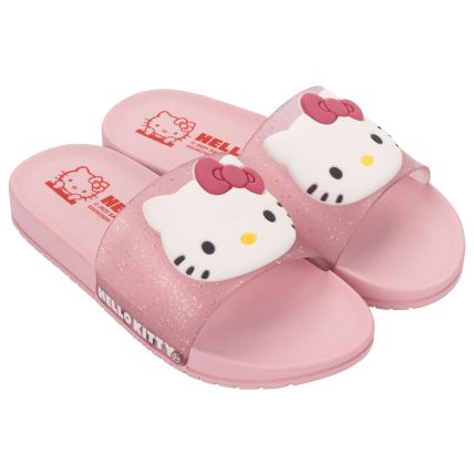 Chinelo Slide Infantil Hello Kitty Mania - 23315 - Rosa/branco - Atacado