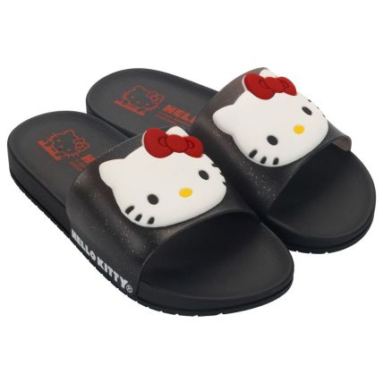 Chinelo Slide Infantil Hello Kitty Mania - 23315 - Preto/branco - Atacado