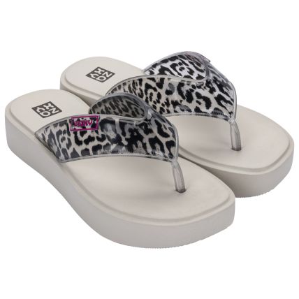 Tamanco Feminino Zaxy Trend New - 19264 - Off White Claro/onça - Atacado