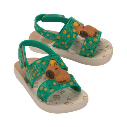 Sandalia Baby Mundo Bita Capi - 23309 - Bege/verde - Atacado