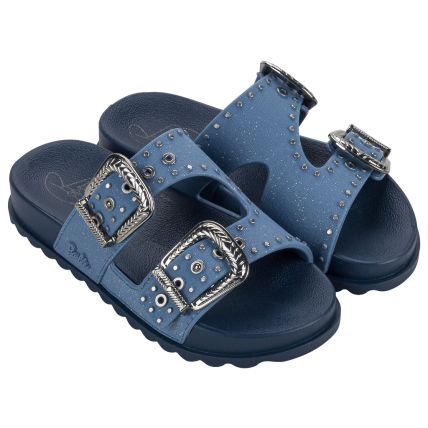 Chinelo Slide Infantil Barbie Silver - 23211 - Azul/azul - Atacado