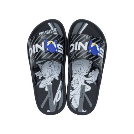 Chinelo Slide Infantil Ipanema Sonic Run - 27208 - Preto/branco/cinza - Atacado