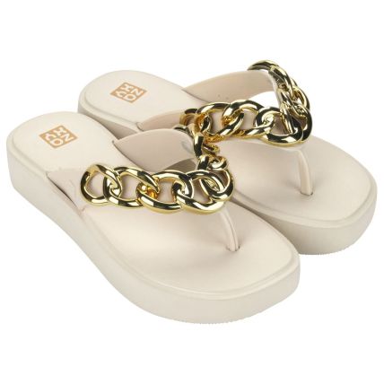 Tamanco Feminino Zaxy Link - 19276 - Off White Medio - Atacado