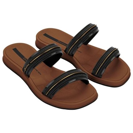 Chinelo Slide Feminino Ipanema Glow - 27400 - Marrom/preto/cobre - Atacado