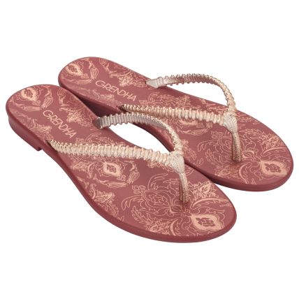 Rasteira Feminina Grendha Nostalgia - 19230 - Vermelho Oxidado - Atacado