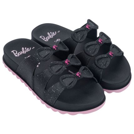 Chinelo Slide Infantil Barbie Charm - 23301 - Preto/rosa - Atacado