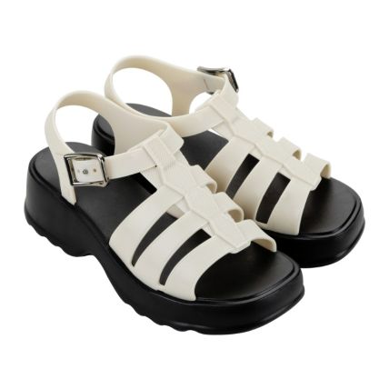 Sandalia Feminina Zaxy Join - 19072 - Off White Claro/preto - Atacado