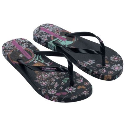 Chinelo Feminino Ipanema Mari Bloom - 27454 - Preto/preto/rosa - Atacado